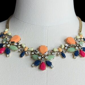 J. Crew Vibrant Floral Necklace - Orange, Pink, Blue